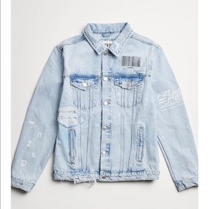 Denim Jacket-Zara Printed Denim Jacket
